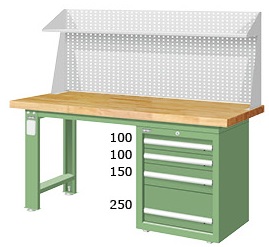 重量型單櫃上架型耐磨工作桌 WAS-57042F3