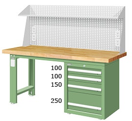 重量型單櫃上架型耐磨工作桌 WAS-57042F5