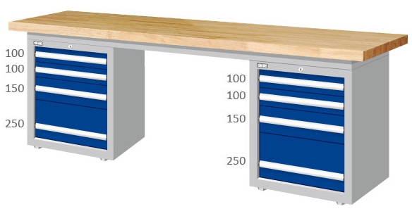 重量型雙櫃型實木工作桌 WAD-77042W