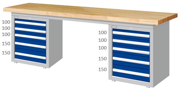 重量型雙櫃型實木工作桌 WAD-77051W