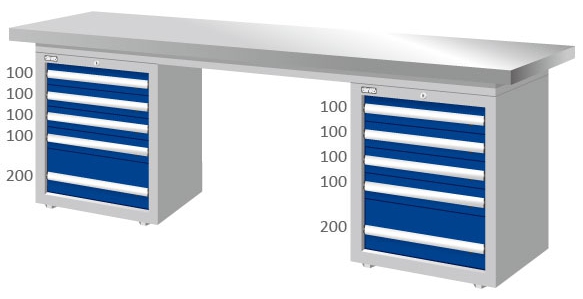 重量型雙櫃型不鏽鋼工作桌 WAD-77053S