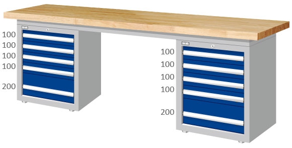 重量型雙櫃型實木工作桌 WAD-77053W