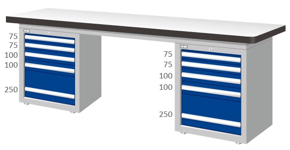 重量型雙櫃型耐磨工作桌 WAD-77054F
