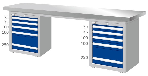 重量型雙櫃型不鏽鋼工作桌 WAD-77054S
