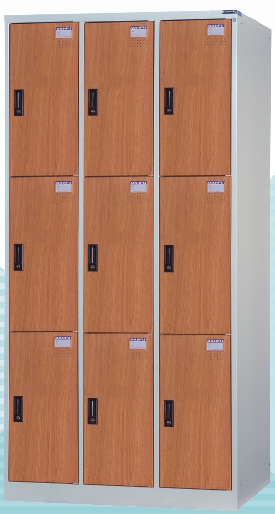 9人木紋塑鋼門片置物櫃/衣物櫃 DF-E5009FF