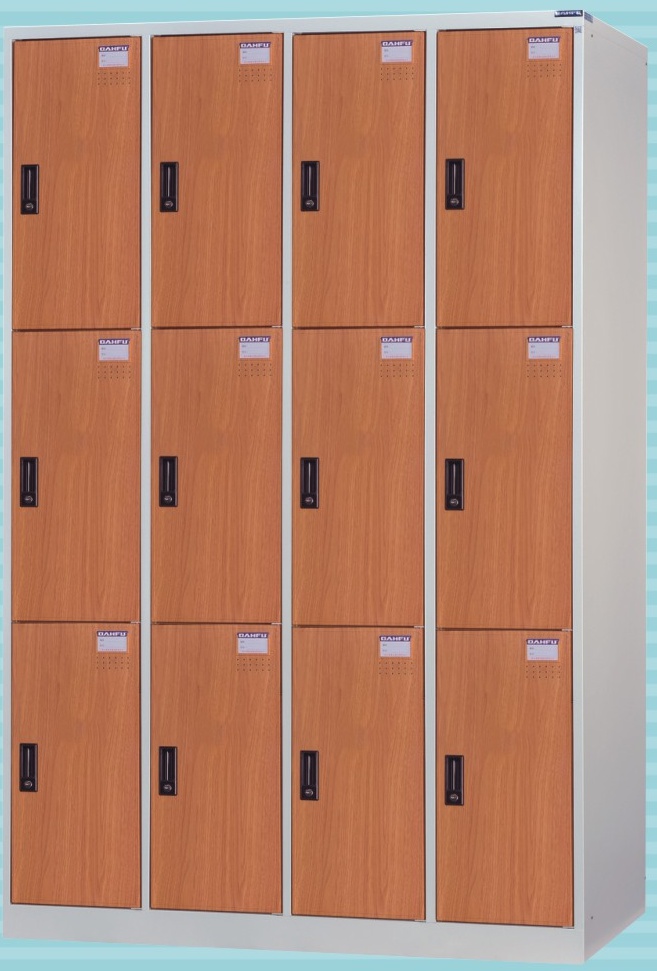 12人木紋塑鋼門片置物櫃/衣物櫃 DF-KL-5512FF
