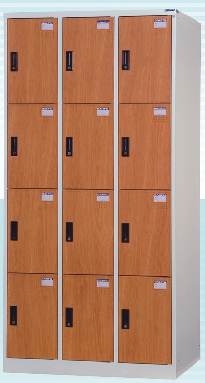 12人木紋塑鋼門片置物櫃/衣物櫃 DF-E3512FF