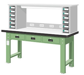 重量型三屜上架型原木工作桌 WAT-6203W7