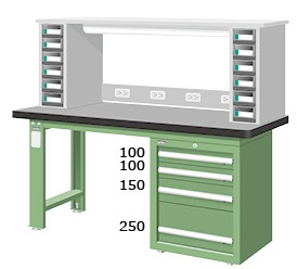 天鋼板重量型單櫃上架工作桌 WAS-67042TG7