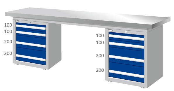 重量型雙櫃型不鏽鋼工作桌 WAD-77041S