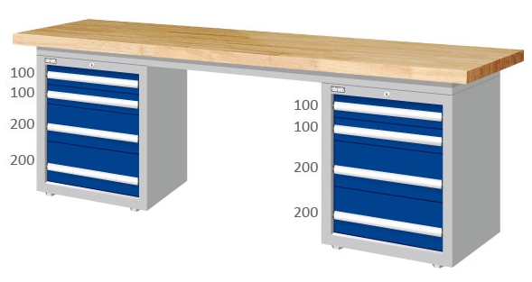重量型雙櫃型實木工作桌 WAD-77041W