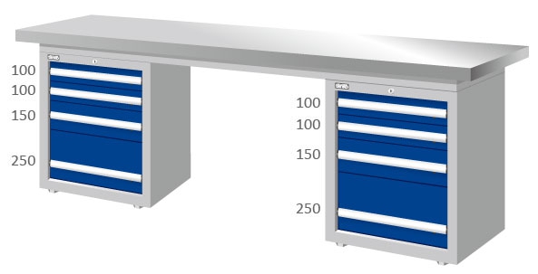 重量型雙櫃型不鏽鋼工作桌 WAD-77042S