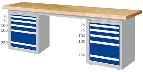 重量型雙櫃型實木工作桌 WAD-77054W
