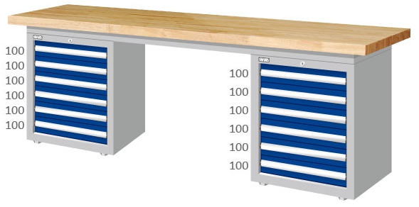 重量型雙櫃型實木工作桌 WAD-77061W