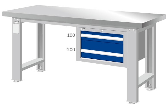 重量型吊櫃型不鏽鋼面工作桌 WAS-74022S