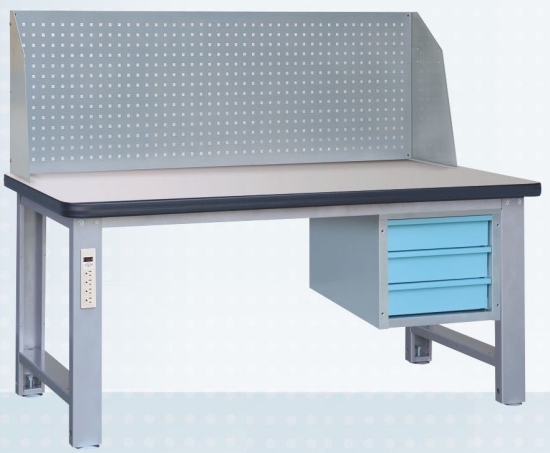 耐磨桌面+掛板+三抽吊櫃重型工作桌 WHA-PY-150