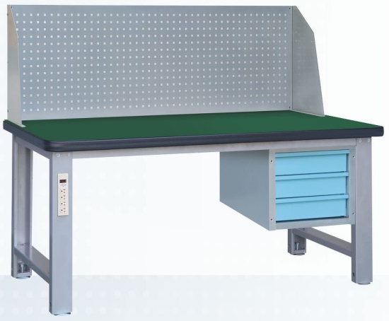 耐衝擊桌面+掛板+三抽吊櫃重型工作桌 WHA-PY-180N