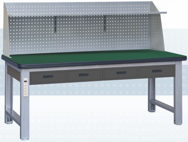 耐衝擊桌+掛板+吊櫃+層板重型工作桌 WHC-PYL-210N