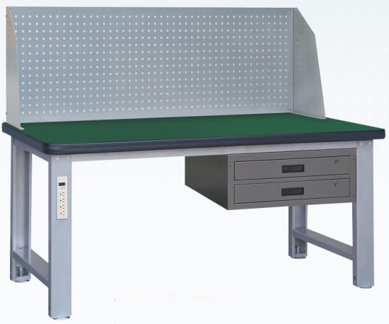 耐衝擊桌面+掛板+二抽吊櫃重型工作桌 WHD-PY-150N